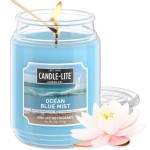 Candle-lite Scented Candles, Ocean Blue Mist, 18 oz Jar, Proudly Poured in The USA, Aromatherapy Candle, Single-Wick with 110 Hours of Burn Time, Perfect for Creating a Relaxing Ambiance