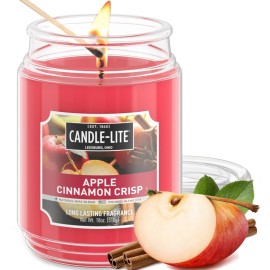 Candle-lite Fall Scented Candles, Apple Cinnamon Crisp, 18 oz Jar, Proudly Poured in The USA, Aromatherapy Candle, Single-Wick with 110 Hours of Burn Time, Perfect for Creating an Inviting Ambiance
