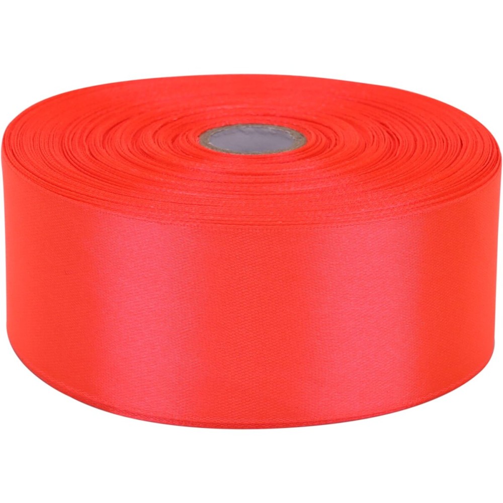 Baocuan Satin Ribbon 50 Yards Solid Fabric Ribbons Roll for Wedding Invitations, Bridal Bouquets, Sewing, Party Decorations, Gift Wrapping and More (Orange red, 1-1/2 inch)