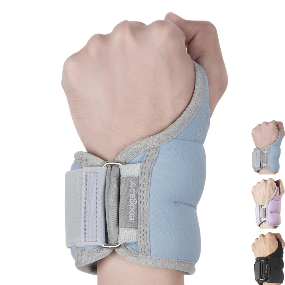 AceSpear Wrist Weights with Thumb Loops Lock for Men Women 1lb*2 2lbs*2 3lbs*2 Ankle Weights Weighted Gloves for Running Strength Training Walking Exercises (Blue, 1 lb x 2)