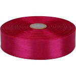 Baocuan Satin Ribbon 50 Yards Solid Fabric Ribbons Roll for Wedding Invitations, Bridal Bouquets, Sewing, Party Decorations, Gift Wrapping and More (Rose red, 1 inch)