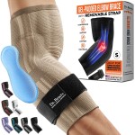 DR. BRACE Elite Elbow Brace Support, Breathable Elbow Compression Sleeve with Gel Pad for Golfer\'s, Tennis Elbow & Tendonitis Treatment & Pain Relief 2024 (Nude (Beige), Small)