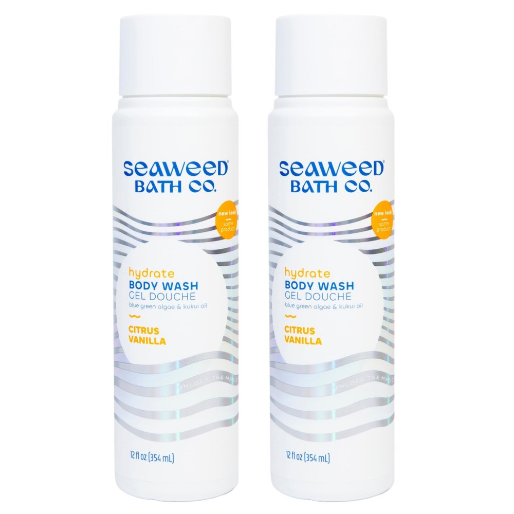 Seaweed Bath Co. Hydrate Body Wash - Citrus Vanilla | Foaming Shower Gel Cleanser with Natural Ingredients | Vegan, Paraben and Sulfate Free | For Women and Men | 12 oz (Pack of 2)