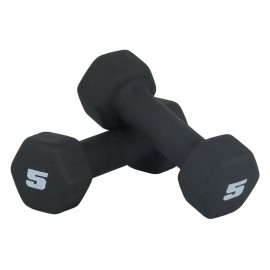 CAP Barbell 5 LB Neoprene Dumbbell Hand Weights - Pair | Black