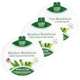 Citrus Magic For Closets Odor Absorbing Solid Air Freshener, Bamboo Rainforest, 8-Ounce, Pack of 3