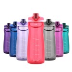 Pogo 64oz Plastic Water Bottle with Leak-Proof Chug Lid and Carry Handle, Reusable, BPA Free, Capacity Markings, Dishwasher Safe, Perfect for Travel, School, Outdoors, and Gym, Pink