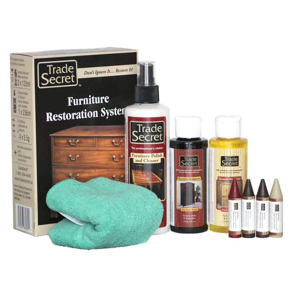 Trade Secret Complete Wood Furniture & Floor Restoration Kit - Scratch Repair and Polish System for Light and Dark Surfaces with Microfiber Cloth