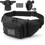 Vdones Tactical Fanny Pack Gun Holster Concealed Carry Pistol Military Tactical Waist Bag Waterproof Molle EDC Pouch with USA Flag Patch