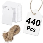 PH PERKHOMY 440 Pcs Kraft Paper Gift Tags with String, Blank Gift Bags Tags Price Tags for Gifts Crafts Wedding Christmas, White