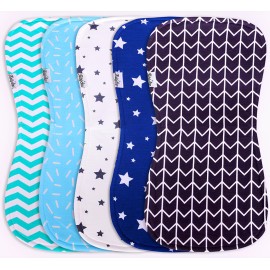 KiddyStar 5-Pack Organic Cotton Burp Cloths - Large, Ultra-Soft 3-Layer Towels for Burping, Shoulder & Hand Use, Highly Absorbent
