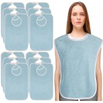 Utopia Towels 12 Pack Premium Unisex Adult Bibs for Elderly Women Men, Waterproof Bib for Eating, Adjustable and Washable (Blue)