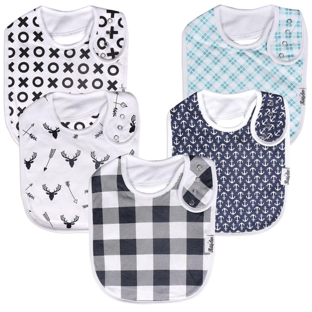 KiddyStar Organic Cotton Baby Bibs for Boys & Girls - Soft, Absorbent Teething & Drool Bibs - Adjustable Snaps for Toddlers