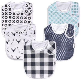 KiddyStar Organic Cotton Baby Bibs for Boys & Girls - Soft, Absorbent Teething & Drool Bibs - Adjustable Snaps for Toddlers