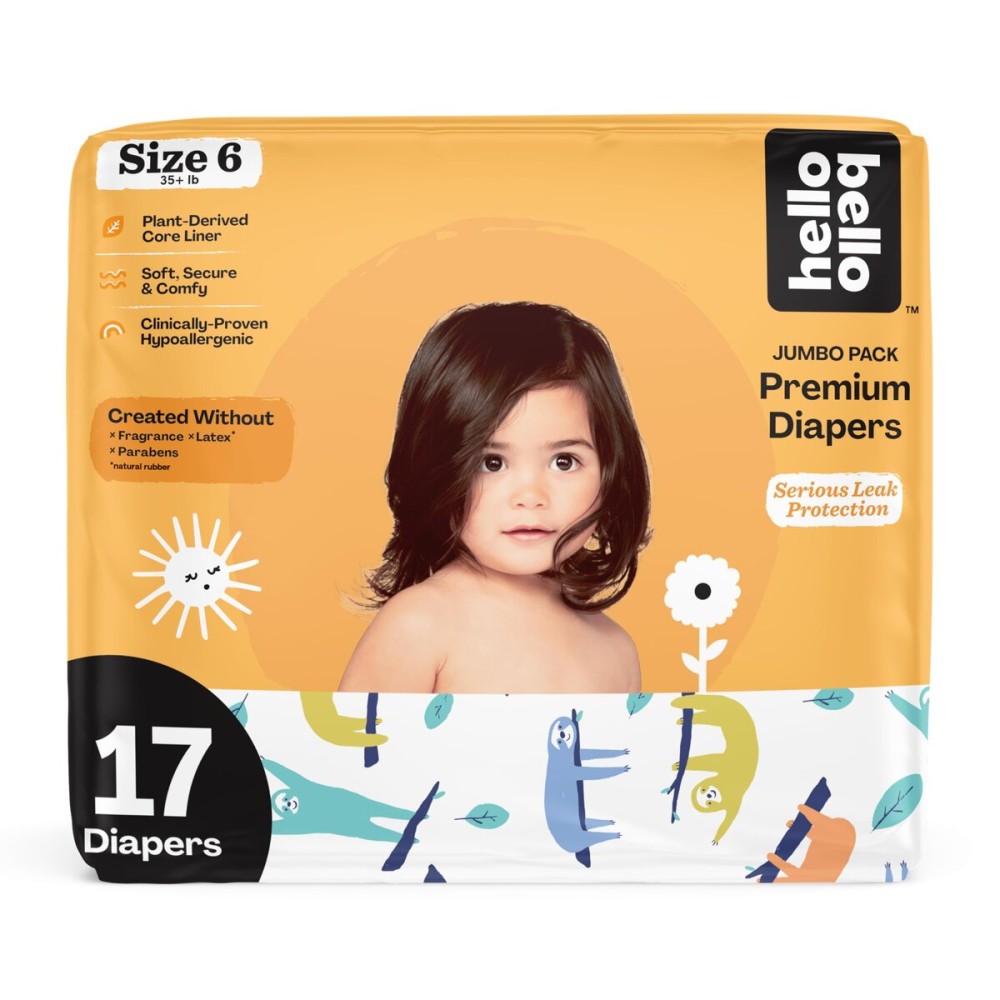 Hello Bello Premium Baby Diapers Size 6, 17 Count of Disposable, Extra-Absorbent, Hypoallergenic Baby Diapers with Snug and Comfort Fit, Sleepy Sloth