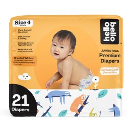 Hello Bello Premium Baby Diapers Size 4, 21 Count of Disposable, Extra-Absorbent, Hypoallergenic Baby Diapers with Snug and Comfort Fit, Sleepy Sloth