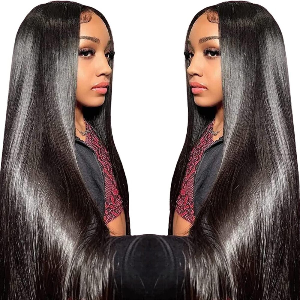 TTSMINS 13x6 Lace Front Wigs Human Hair for Women 180 Density 32 Inch Straight Lace Front Wigs HD Transparent Frontal Wigs Human Hair Lace Front Wigs Pre Plucked with Baby Hair Glueless Wigs