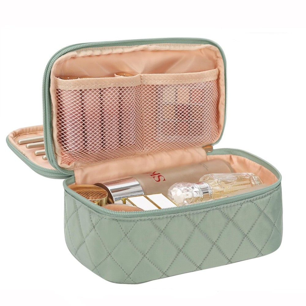 Relavel Small Makeup Bag, Travel Cosmetic Bag Make Up Pouch, Small Makeup Organizer Bag for Women, Waterproof Handbag Toiletry Bag Essentials for Daily Use (Green)