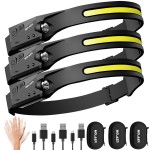 MOLAER Headlamp Rechargeable, 230 Wide Beam Head Lamp, Motion Sensor LED Head lamp, 5 Modes Headlamps for Adults, Bright Head Lights for Forehead, Outdoor Camping Headlight