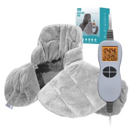 Ruqiji Neck&Shoulder&Back Heating Pad, Pain Relief for Back/Neck/Shoulders/Menstrual Pain, Christmas Gifts for Women Men Mom Dad (01-Light Gray, 19 x 24)