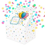 FETTIPOP Birthday Gift Box KIT (White), Gift Box Exploding Confetti, Surprise Prank Box Pop Up 7.2x5.5x4.3 in.