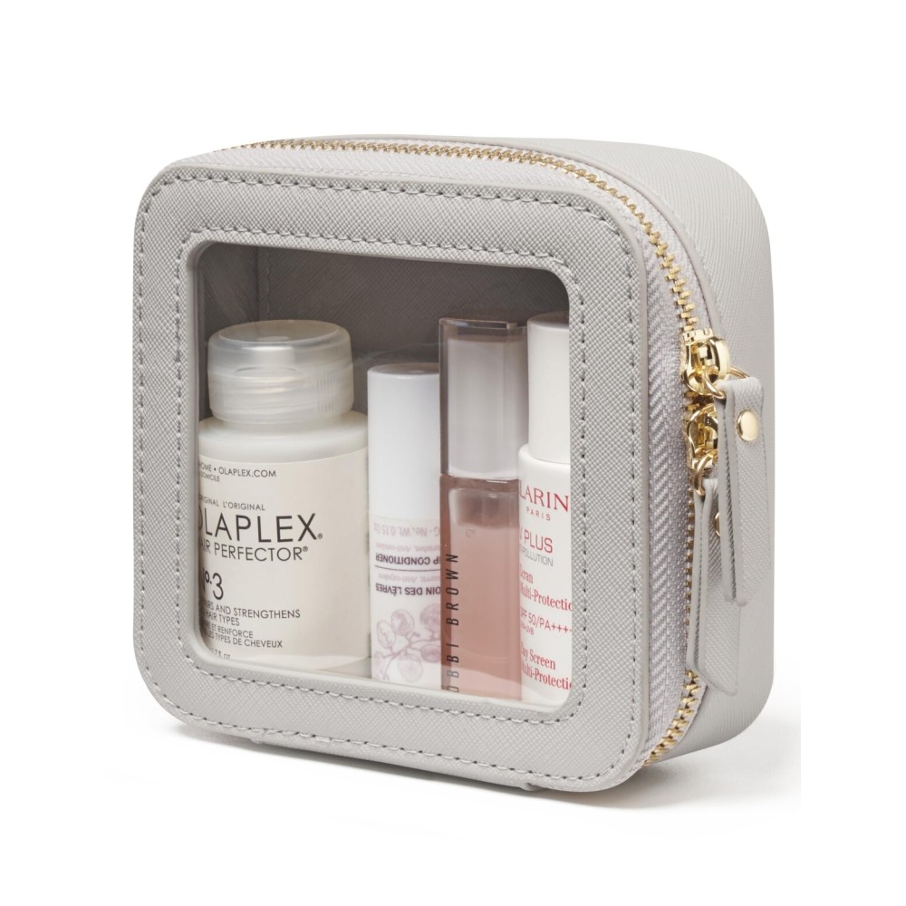 Popvibe Small Cosmetic Bag for Purse Mini Makeup Bag Cute Clear Make Up Pouch for Travel Tiny Leather White Make Up Organizer Case for Backpack Toiletry Bag Waterproof Square Pouch with Zipper