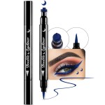 evpct 1Pcs Blue Colored Winged Eyeliners Stamp, Blue Moon Face Stamps Makeup Eyeliner Eye Stamp Liners Tool Set Kit for Women Waterproof, Wing Eyeliner Stamp Figures Tool Wingliner Shapes, 06