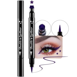 evpct 1Pcs Purple Colored Winged Eyeliners Stamp, Purple Stars Face Stamps Makeup Eyeliner Eye Stamp Liners Tool Set Kit for Women Waterproof, Wing Eyeliner Stamp Figures Tool Wingliner Shapes, 05