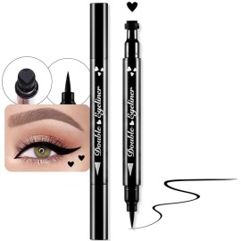 evpct 1Pcs Black Colored Winged Eyeliners Stamp, Black Hearts Face Stamps Makeup Eyeliner Eye Stamp Liners Tool Set Kit for Women Waterproof, Wing Eyeliner Stamp Figures Tool Wingliner Shapes, 04