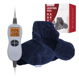 Ambershine 19\'\'x24\'\' Weighted Neck & Shoulder Heating Pad, 2.5lbs with 12 Temperature Settings& 4 Auto-Off Timers, Pain Relief for Neck/Shoulder/Back, Christmas Gifts for Women Men Mom Dad(Navy Blue)