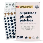 LivaClean 240 CT Neutrals Pimple Patches for Face w/Salicylic Acid & Tea Tree, Hydrocolloid Acne Patches Cute Star Pimple Patch for Healing, Cute Face Stickers, Zit Patch