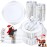 Nervure 350PCS Silver Plastic Plates - Silver Plastic Dinnerware Sets for 50 Guests - 100 Disposable Plates, 150 Silverware, 50 Cups, 50 Napkins for Wedding & Party