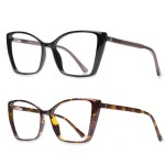 JFXQDR 2 Pack Blue Light Blocking Glasses for Women, Oversized Trendy Cat Eye Computer Gaming Glasses Anti Glare & UV Glare RF6204 (Black + Coco Tortoise Cateye Frame)