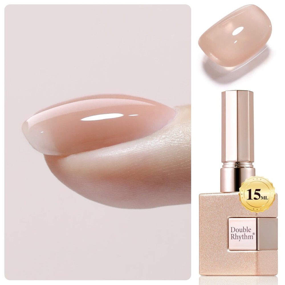 Double Rhythm Clear Gel Nail Polish 15ml Nail Strengthener Builder in a Bottle Nail Extension Hard Gel Soak Off Long Lasting UV Gel (Light Nude 8 in 1-6)