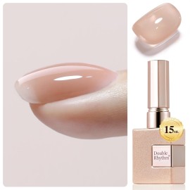 Double Rhythm Clear Gel Nail Polish 15ml Nail Strengthener Builder in a Bottle Nail Extension Hard Gel Soak Off Long Lasting UV Gel (Light Nude 8 in 1-6)