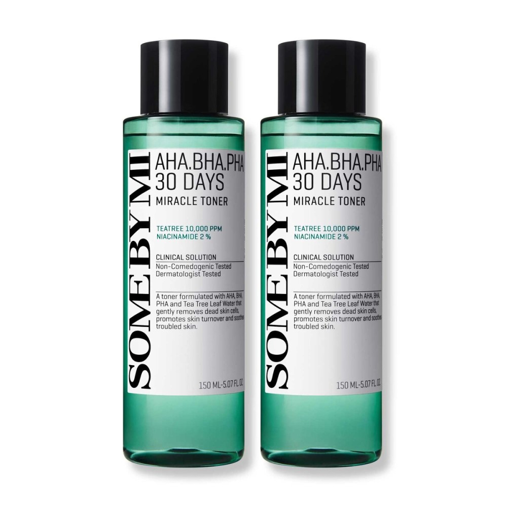 SOME BY MI AHA BHA PHA 30 Days Miracle Toner - Pack of 2 - Korean Salicylic Acid Exfoliating Face Toner for All Skin Types - Daily Pore Care & Oil Control with 2% Niacinamide - Korean Skin Care