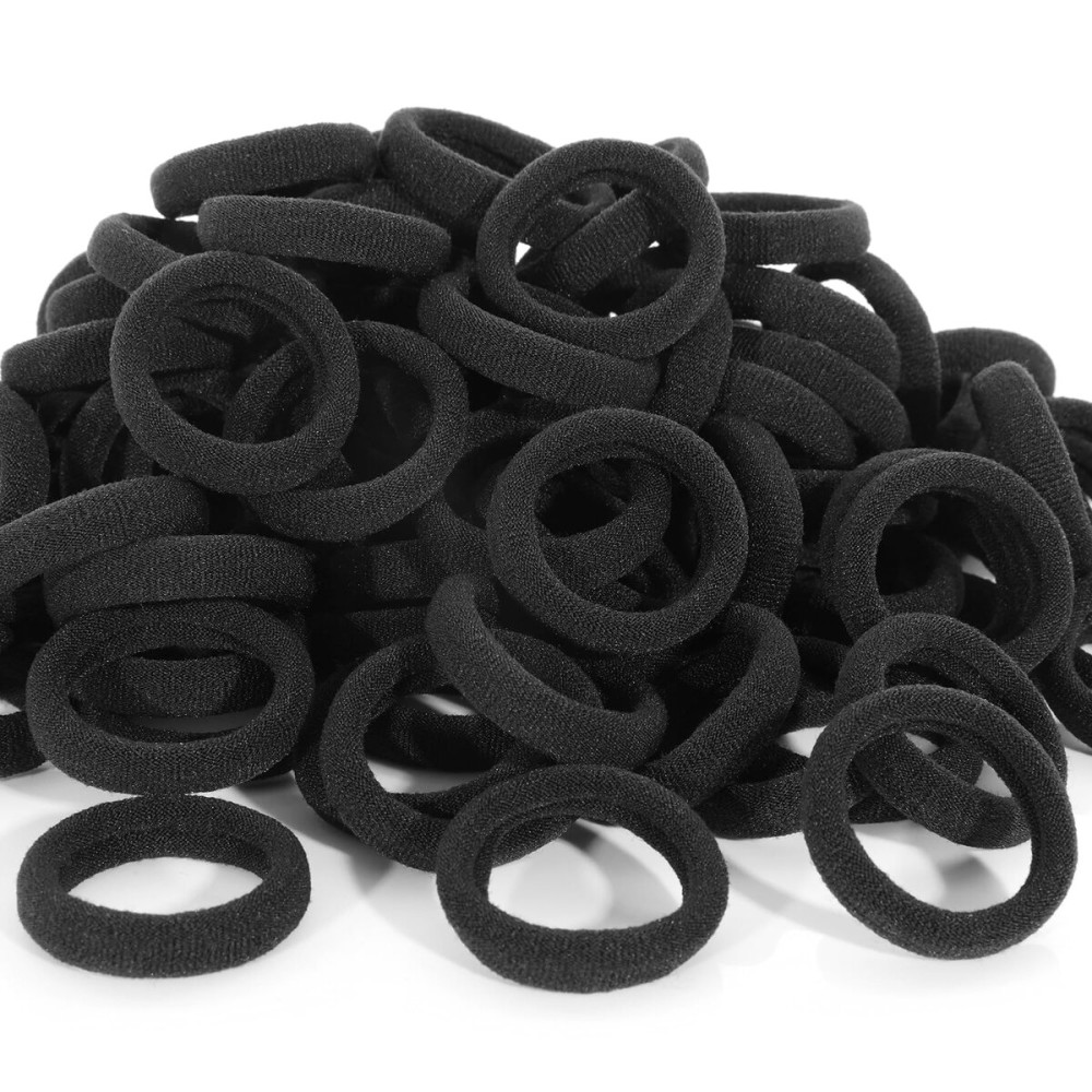 QRTVI 120 Pcs Baby Hair Ties, Cotton Toddler Hair Ties for Girls and Kids, Small Seamless Hair Bands Elastic Ponytail Holders(Black)