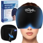 Hilph Adjustable Migraine Relief Cap with Thickened Gel Cold Compress, Headache Relief Cap, Face Cooling Mask Gel Head Wrap for Tension, Stress & Hangover, Soothing Gifts for Women Men Black