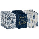 Hallmark Medium Christmas Gift Boxes with Lids (12 Shirt Boxes, White Snowflakes and Stripes on Kraft) for Holiday Parties, Winter Weddings, Bridal Showers