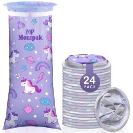 MP MOZZPAK Unicorn Kids Vomit Bags Disposable 24 Pack - Emesis Bags, Leak-Proof Barf Bag, Motion Sickness Relief for Children, Travel Friendly Puke Bag, Throw up Solution for Car, Plane, & Road Trips