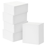 Hallmark 8 Square Gift Boxes with Lids (5 White Gift Boxes) for Christmas, Birthdays, Holidays