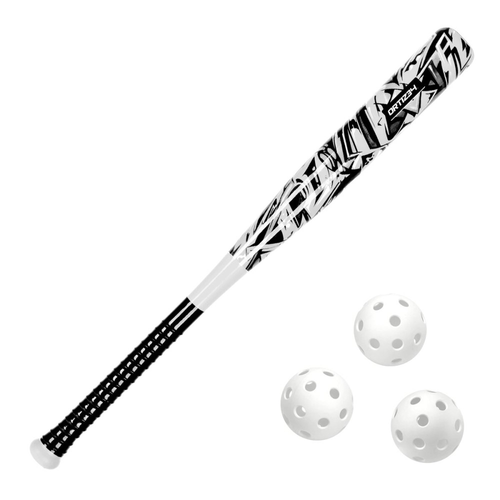 Ortiz34 Bat & Ball Set - Graffiti Plastic Bat & Ball Homerun Set- David Ortiz Backyard Baseball Set for Youth, Kids, Teenagers, Adults (Bat & Ball Set, White)