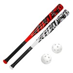 Ortiz34 Bat & Ball Set - Graffiti Plastic Bat & Ball Homerun Set- David Ortiz Backyard Baseball Set for Youth, Kids, Teenagers, Adults (2 Pack Bat & Ball Set, White/Red)