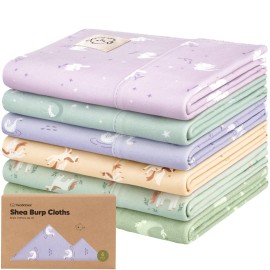 Organic Burp Cloths Baby Boy, Girl - 6-Pack Large Cotton Burping Cloths for Babies, Spit Up Rags, Super Absorbent, Ultra Soft Newborn Rag, Gender Neutral, Machine Washable, Durable (Lunaris)