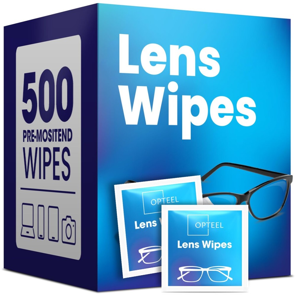 Lens Wipes for Eyeglasses - Pre-moistened Eyeglass Lens Cleaning Wipes - 500 Lens Wipes Individually Wrapped Sracth-Free Streak-Free Eye Glasses Wipes Lens Cleaner for Sunglass & Camera Lens