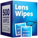 Lens Wipes for Eyeglasses - Pre-moistened Eyeglass Lens Cleaning Wipes - 500 Lens Wipes Individually Wrapped Sracth-Free Streak-Free Eye Glasses Wipes Lens Cleaner for Sunglass & Camera Lens