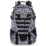 Jueachy Tactical Backpack for Women Men Hiking Day Pack Molle Military Rucksack Waterproof 30L EDC Bag with USA Flag Patch Leopard