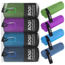 BOGI 4 Pack(8 pcs) Microfiber Travel Sports Towel-Quick Dry Towel, Soft Lightweight Microfiber Camping Towel Absorbent Compact Travel Towel for Camping Gym Beach Bath Yoga Swimming Backpacking-X Large