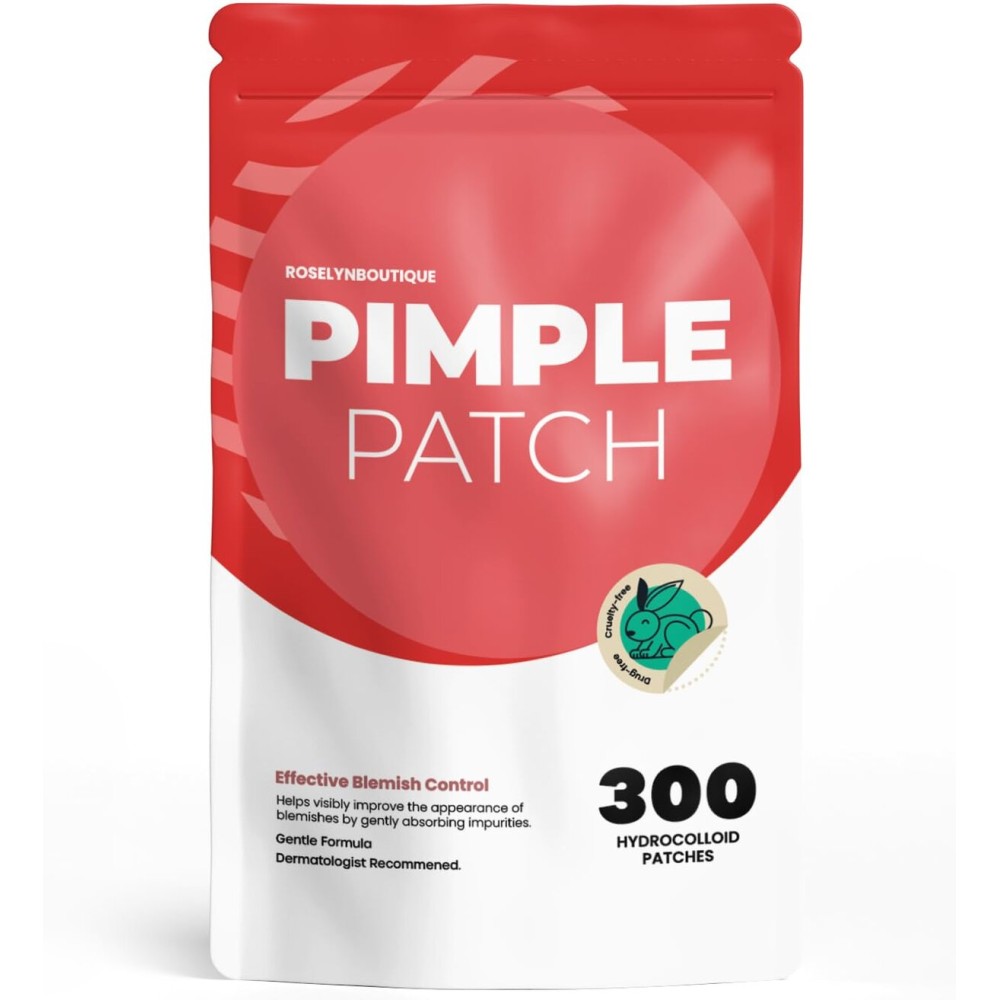 ROSELYNBOUTIQUE Pimple Patches for Face 300 Counts 4 Sizes Hydrocolloid Acne Patches with Tea Tree Oil,Zits Blemishes Pore Strips - Vegan Facial Skin Care Products Cruelty-Free