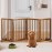 Mino Kesper Freestanding Pet Gate Foldable 4 Panel Dog Gate Walnut Dog Gates for Stair Doorways House Indoor (2 Support Feet Included)