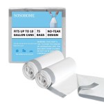10 Gallon Trash Bags Drawstring, 1 Mil Thick White Garbage Bag for Office Kitchen, 75 Count